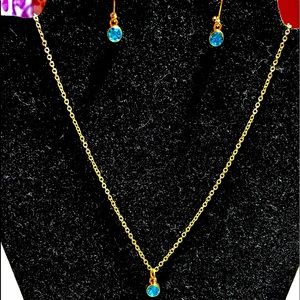 Light Blue Rhinestone Necklace and Earrings Set
